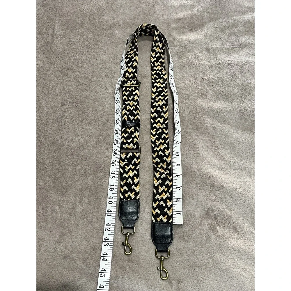Brown, Black And Yellow Geometric Pattern Crossbody Detachable Strap